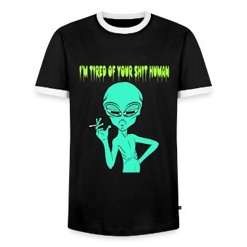 Je suis fatigué de votre merde Conception de - T-shirt contrasté Homme - noir/blanc - Devant - AI Model Female 172 light (172cm) & AI Model Male 178 light (178cm)