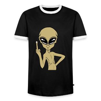 Conception sarcastique Fuck You T-shirt Design - T-shirt contrasté Homme - noir/blanc - Devant - AI Model Female 172 light (172cm) & AI Model Male 178 light (178cm)