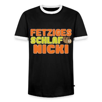 fetziges schlafnicki - Männer Kontrast-T-Shirt - Schwarz/Weiß - Vorne - AI Model Female 172 light (172cm) & AI Model Male 178 light (178cm)
