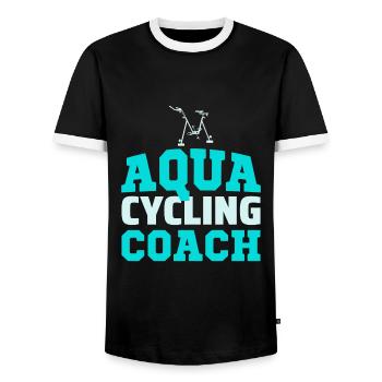 Aqua Cycling Schwimmbad Fitness Training Coach - Männer Kontrast-T-Shirt - Schwarz/Weiß - Vorne - AI Model Female 172 light (172cm) & AI Model Male 178 light (178cm)
