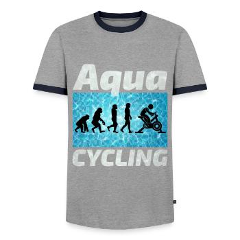 Aqua Cycling Schwimmbad Fitness Evolution - Männer Kontrast-T-Shirt - Grau/Navy  - Vorne - AI Model Female 172 light (172cm) & AI Model Male 178 light (178cm)