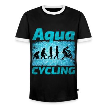 Aqua Cycling Swimming Pool Fitness Evolution - Men's Ringer Shirt - black/white - Front - AI Model Female 172 light (172cm) & AI Model Male 178 light (178cm)