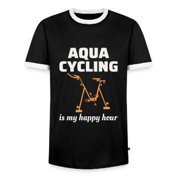 Aqua Cycling Swimming Pool Fitness Training Coach - Men's Ringer Shirt - black/white - Front - AI Model Female 172 light (172cm) & AI Model Male 178 light (178cm)