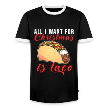 Tout ce que je veux pour Noël, c’est des tacos - T-shirt contrasté Homme - noir/blanc - Devant - AI Model Female 172 light (172cm) & AI Model Male 178 light (178cm)