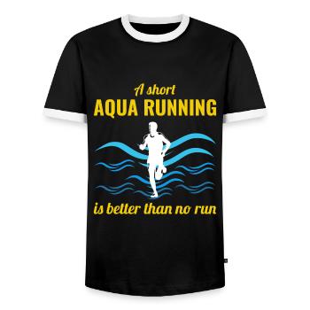 Deep Water Aqua jogging Pool Running Fitness - Men's Ringer Shirt - black/white - Front - AI Model Female 172 light (172cm) & AI Model Male 178 light (178cm)