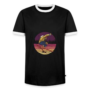 Skier Skiing Retro - Men's Ringer Shirt - black/white - Front - AI Model Female 172 light (172cm) & AI Model Male 178 light (178cm)