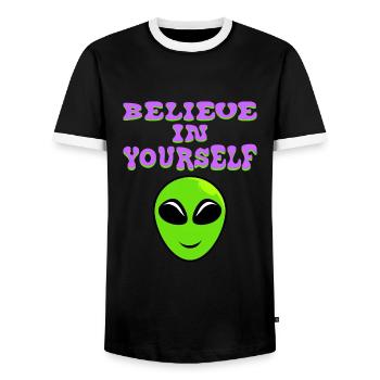 Croyez en vous-même Conception de T-shirt de - T-shirt contrasté Homme - noir/blanc - Devant - AI Model Female 172 light (172cm) & AI Model Male 178 light (178cm)