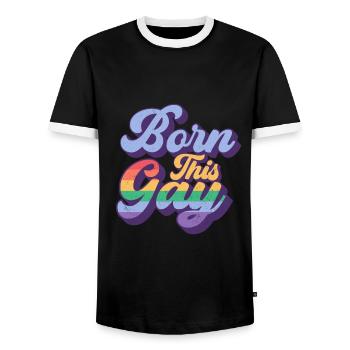 Schwul Lesbisch Regenbogen T-Shirt Geschenkidee - Männer Kontrast-T-Shirt - Schwarz/Weiß - Vorne - AI Model Female 172 light (172cm) & AI Model Male 178 light (178cm)