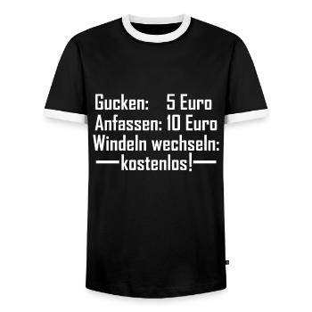 windeln wechseln kostenlos Spruch für Mamas - Männer Kontrast-T-Shirt - Schwarz/Weiß - Vorne - AI Model Female 172 light (172cm) & AI Model Male 178 light (178cm)