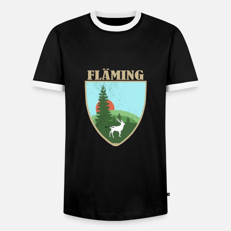 Fläming mit Hirsch - Männer Kontrast-T-Shirt - Schwarz/Weiß