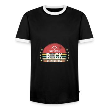 Wait I See A Rock - Men's Ringer Shirt - black/white - Front - AI Model Female 172 light (172cm) & AI Model Male 178 light (178cm)