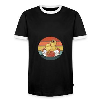 Bain Canard Caoutchouc Canard Rétro - T-shirt contrasté Homme - noir/blanc - Devant - AI Model Female 172 light (172cm) & AI Model Male 178 light (178cm)