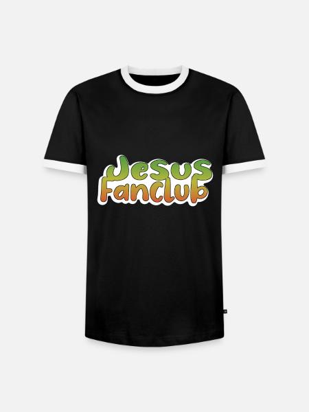 Jesus Fanclub - Männer Kontrast-T-Shirt - Schwarz/Weiß