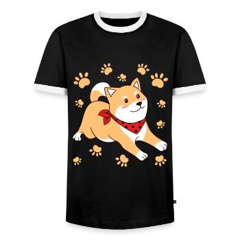 Paws Animal Dog Design For Paw Owners Claws Bark - Men's Ringer Shirt - black/white - Front - AI Model Female 172 light (172cm) & AI Model Male 178 light (178cm)