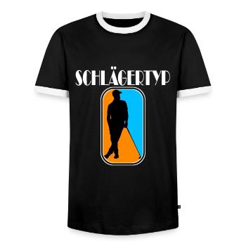 golf schlägertyp - Männer Kontrast-T-Shirt - Schwarz/Weiß - Vorne - AI Model Female 172 light (172cm) & AI Model Male 178 light (178cm)