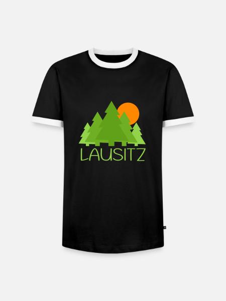 Wald Sonnenuntergang Lausitz - Männer Kontrast-T-Shirt - Schwarz/Weiß