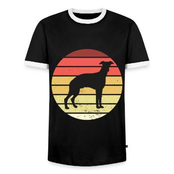 Retro Vintage Paws Animal Dog Design For Paw - Men's Ringer Shirt - black/white - Front - AI Model Female 172 light (172cm) & AI Model Male 178 light (178cm)