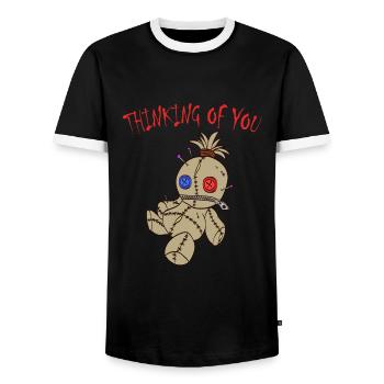 Thinking Of You Depression Kills Raise Awareness - Men's Ringer Shirt - black/white - Front - AI Model Female 172 light (172cm) & AI Model Male 178 light (178cm)