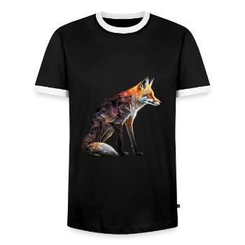 Fuchs Fuchsmotiv Tiere Geschenk Kunst Tiermotiv - Männer Kontrast-T-Shirt - Schwarz/Weiß - Vorne - AI Model Female 172 light (172cm) & AI Model Male 178 light (178cm)