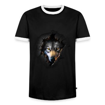 Wolf Wölfe Tiere Geschenk Kunst Tiermotiv - Männer Kontrast-T-Shirt - Schwarz/Weiß - Vorne - AI Model Female 172 light (172cm) & AI Model Male 178 light (178cm)