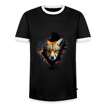 Fuchs - Männer Kontrast-T-Shirt - Schwarz/Weiß - Vorne - AI Model Female 172 light (172cm) & AI Model Male 178 light (178cm)