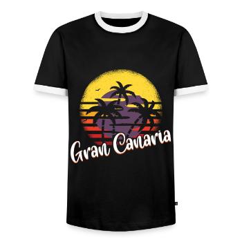 "Gran Canaria Island Spain" T-shirt Design Sun - Männer Kontrast-T-Shirt - Schwarz/Weiß - Vorne - AI Model Female 172 light (172cm) & AI Model Male 178 light (178cm)