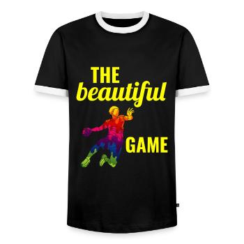 Handballspieler Sport Team Handballer - Männer Kontrast-T-Shirt - Schwarz/Weiß - Vorne - AI Model Female 172 light (172cm) & AI Model Male 178 light (178cm)