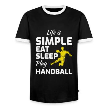 Handballspieler Sport Team Handballer - Männer Kontrast-T-Shirt - Schwarz/Weiß - Vorne - AI Model Female 172 light (172cm) & AI Model Male 178 light (178cm)