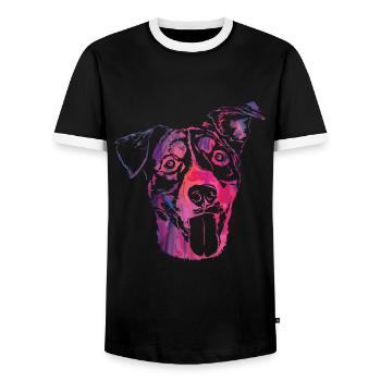 Abstract Paws Animal Dog Design For Paw Owners - Men's Ringer Shirt - black/white - Front - AI Model Female 172 light (172cm) & AI Model Male 178 light (178cm)