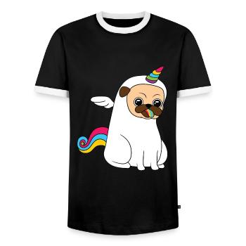 "Unipug Pug Unicorn" Certified Dog Lover? Here's - Men's Ringer Shirt - black/white - Front - AI Model Female 172 light (172cm) & AI Model Male 178 light (178cm)