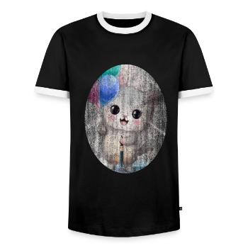 Ballons de chat manga doux japonais - T-shirt contrasté Homme - noir/blanc - Devant - AI Model Female 172 light (172cm) & AI Model Male 178 light (178cm)