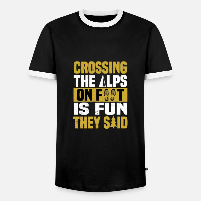 alpenquerung englisch - Männer Kontrast-T-Shirt - Schwarz/Weiß