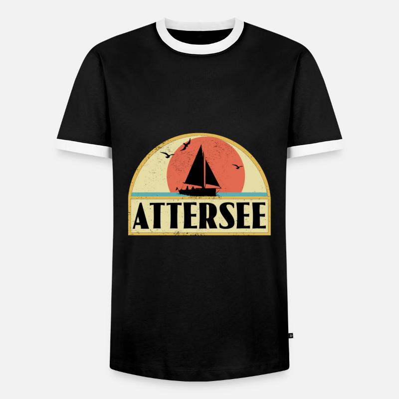 Attersee - Männer Kontrast-T-Shirt - Schwarz/Weiß