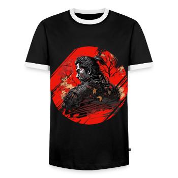 Samurai Japan Kultur - Männer Kontrast-T-Shirt - Schwarz/Weiß - Vorne - AI Model Female 172 light (172cm) & AI Model Male 178 light (178cm)