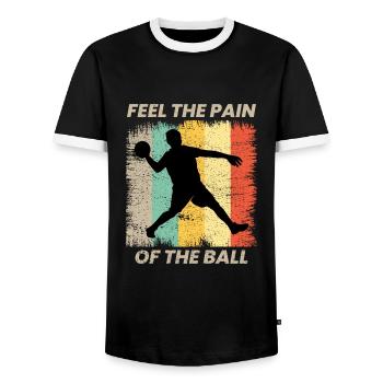 Dodgeball Player Coach Team Sports Funny - Men's Ringer Shirt - black/white - Front - AI Model Female 172 light (172cm) & AI Model Male 178 light (178cm)