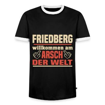 Friedberg in Hessen - Männer Kontrast-T-Shirt - Schwarz/Weiß - Vorne - AI Model Female 172 light (172cm) & AI Model Male 178 light (178cm)
