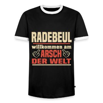 Radebeul - Männer Kontrast-T-Shirt - Schwarz/Weiß - Vorne - AI Model Female 172 light (172cm) & AI Model Male 178 light (178cm)