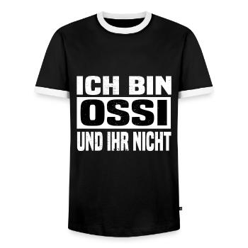 ossi und ihr nicht - Männer Kontrast-T-Shirt - Schwarz/Weiß - Vorne - AI Model Female 172 light (172cm) & AI Model Male 178 light (178cm)