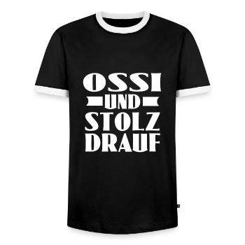 ossi und stolz drauf - Männer Kontrast-T-Shirt - Schwarz/Weiß - Vorne - AI Model Female 172 light (172cm) & AI Model Male 178 light (178cm)