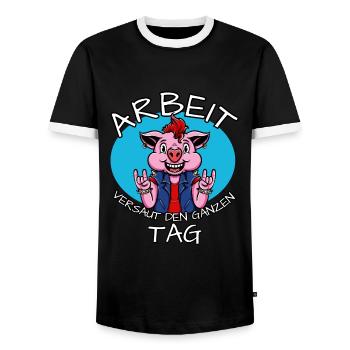 lustiger Spruch Arbeit Büro Tischler Maurer Humor - Männer Kontrast-T-Shirt - Schwarz/Weiß - Vorne - AI Model Female 172 light (172cm) & AI Model Male 178 light (178cm)