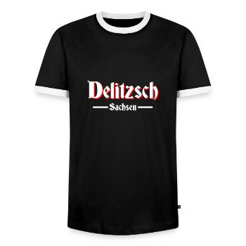 Delitzsch - Männer Kontrast-T-Shirt - Schwarz/Weiß - Vorne - AI Model Female 172 light (172cm) & AI Model Male 178 light (178cm)