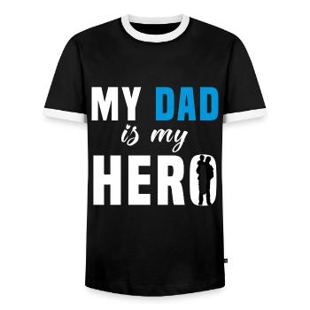My father is my hero - Men's Ringer Shirt - black/white - Front - AI Model Female 172 light (172cm) & AI Model Male 178 light (178cm)