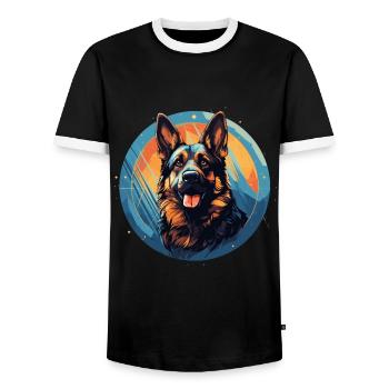 Deutscher Schäferhund - Männer Kontrast-T-Shirt - Schwarz/Weiß - Vorne - AI Model Female 172 light (172cm) & AI Model Male 178 light (178cm)