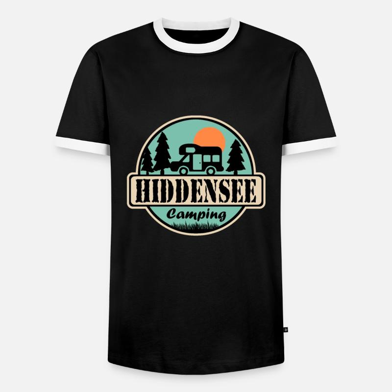 Hiddensee Camping - Männer Kontrast-T-Shirt - Schwarz/Weiß