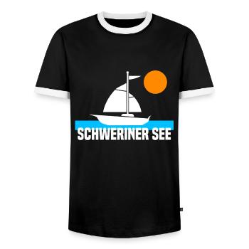 Schweriner See - Männer Kontrast-T-Shirt - Schwarz/Weiß - Vorne - AI Model Female 172 light (172cm) & AI Model Male 178 light (178cm)