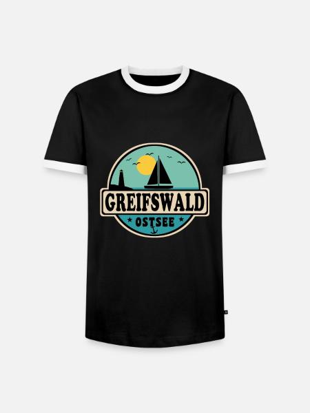 Greifswald - Männer Kontrast-T-Shirt - Schwarz/Weiß
