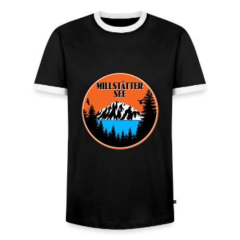 Millstätter See - Männer Kontrast-T-Shirt - Schwarz/Weiß - Vorne - AI Model Female 172 light (172cm) & AI Model Male 178 light (178cm)