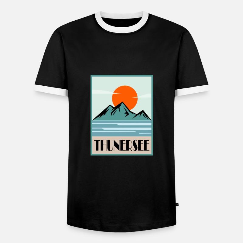 Thunersee - Männer Kontrast-T-Shirt - Schwarz/Weiß