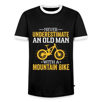 Bicycle Cycling Road Bike MTB Mountain Bike - Men's Ringer Shirt - black/white - Front - AI Model Female 172 light (172cm) & AI Model Male 178 light (178cm)