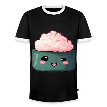 Sushi - Männer Kontrast-T-Shirt - Schwarz/Weiß - Vorne - AI Model Female 172 light (172cm) & AI Model Male 178 light (178cm)